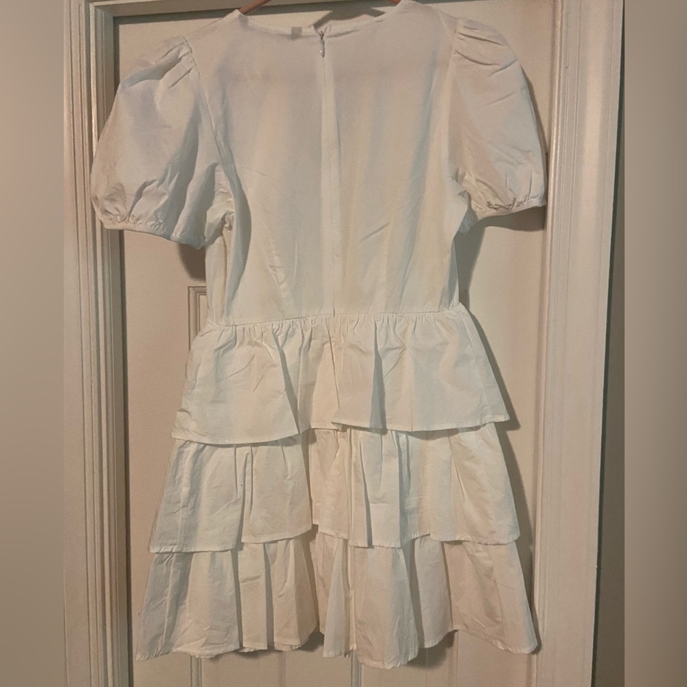 Zara White Ruffle Dress - Picture 2 of 4